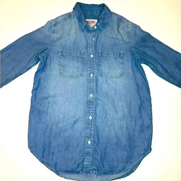 Mossimo Womens Soft Chambray Boyfriend Button Down Shirt Size XS - Picture 2 of 7